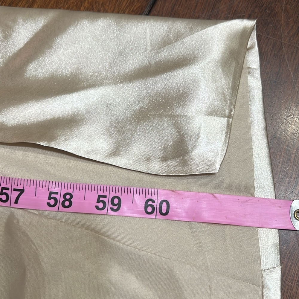Hebeos Champagne Asymmetrical Lined High Slit Satin Sheen Dress NWT - Picture 14 of 15